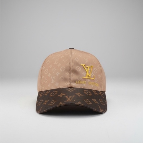 Louis Vuitton Other - Louis Vuitton Brown Cream Monogram Hat LV Gold Logo